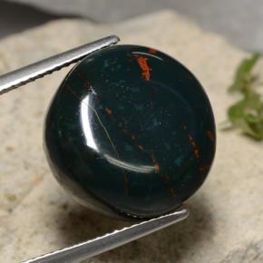 Pietra del sangue Verde scuro naturale da 17.09 ct, Taglio rotondo, Opaco