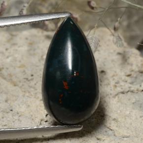 Eliotropio naturale verde da 5,92 ct, taglio a pera, opaco