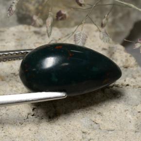 Eliotropio naturale verde da 5,92 ct, taglio a pera, opaco