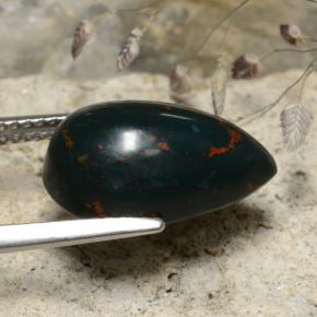 Pietra del sangue Verde maculato naturale da 5.77 ct, Forma a pera, Opaco