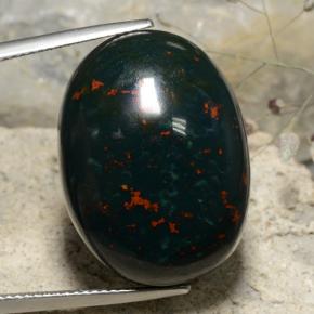 Pietra del sangue Verde maculato naturale da 35.01 ct, Taglio ovale, Opaco