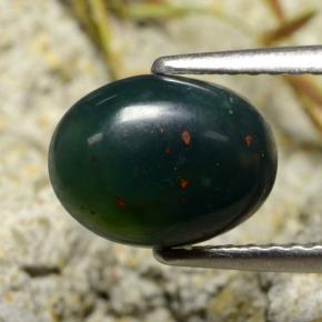 Eliotropio naturale verde da 1,80 ct, taglio ovale, opaco