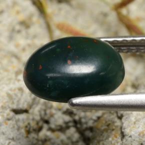 Eliotropio naturale verde da 1,80 ct, taglio ovale, opaco