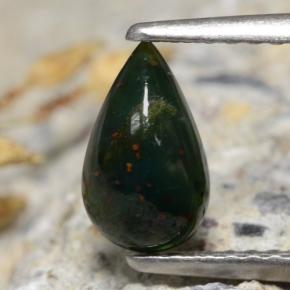 Eliotropio naturale verde da 0,83 ct, taglio a pera, opaco