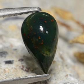 Eliotropio naturale verde da 0,83 ct, taglio a pera, opaco