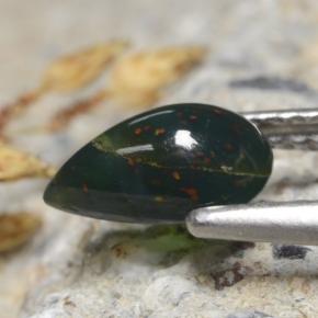 Eliotropio naturale verde da 0,83 ct, taglio a pera, opaco