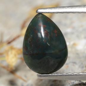 Eliotropio naturale verde da 1,26 ct, taglio a pera, opaco