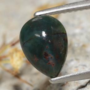 Eliotropio naturale verde da 1,26 ct, taglio a pera, opaco