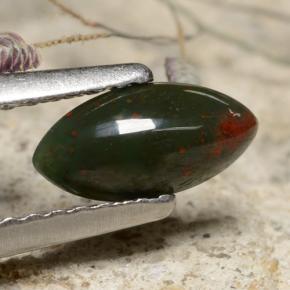 Pietra del sangue Verde naturale da 0.45 ct, Taglio marquise, Opaco