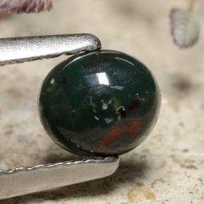 Eliotropio naturale verde da 0,43 ct, taglio ovale, opaco