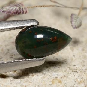 Pietra del sangue Verde naturale da 0.44 ct, Forma a pera, Opaco