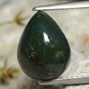 Pietra del sangue Verde scuro naturale da 3.37 ct, Forma a pera, Opaco