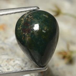 Pietra del sangue Verde scuro naturale da 3.37 ct, Forma a pera, Opaco