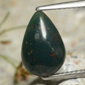 Eliotropio naturale verde da 1,92 ct, taglio a pera, opaco