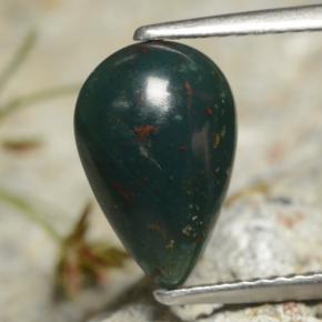 Eliotropio naturale verde da 1,92 ct, taglio a pera, opaco