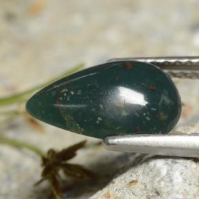 Eliotropio naturale verde da 1,92 ct, taglio a pera, opaco