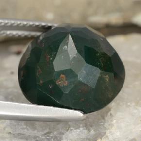 Pietra del sangue Verde scuro naturale da 11.25 ct, Taglio rotondo, Opaco