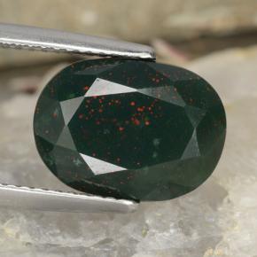 Pietra del sangue Verde maculato naturale da 5.52 ct, Taglio ovale, Opaco