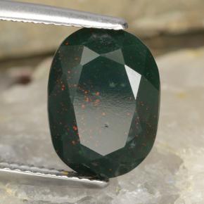 Pietra del sangue Verde maculato naturale da 5.52 ct, Taglio ovale, Opaco