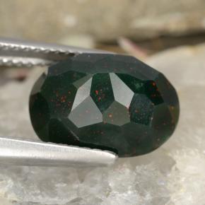 Pietra del sangue Verde maculato naturale da 5.52 ct, Taglio ovale, Opaco