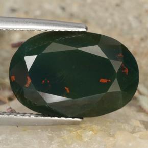 Pietra del sangue Verde maculato naturale da 7.83 ct, Taglio ovale, Opaco