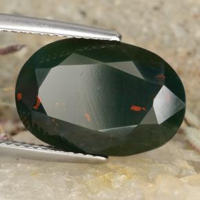 Pietra del sangue Verde maculato naturale da 7.83 ct, Taglio ovale, Opaco