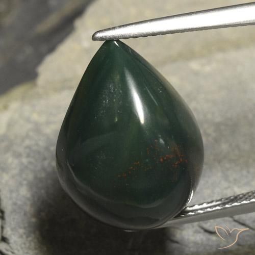 14.78ct Naturale Verde scuro Pietra del sangue, Forma a pera, Opaco