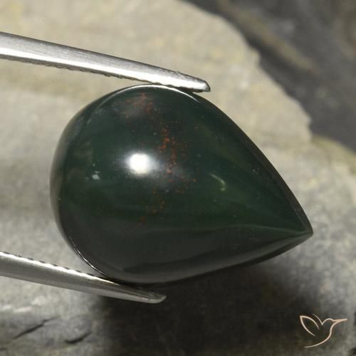 Pietra del sangue Verde scuro naturale da 14.78 ct, Forma a pera, Opaco