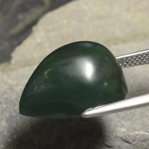 Pietra del sangue Verde scuro naturale da 14.78 ct, Forma a pera, Opaco