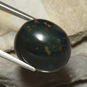 Pietra del sangue Verde foresta naturale da 23.38 ct, Taglio ovale, Opaco
