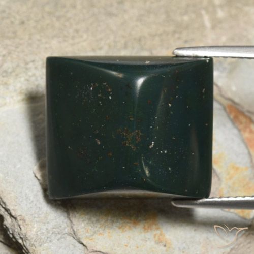 19.16ct Naturale Verde scuro Pietra del sangue, Taglio a baguette, Opaco
