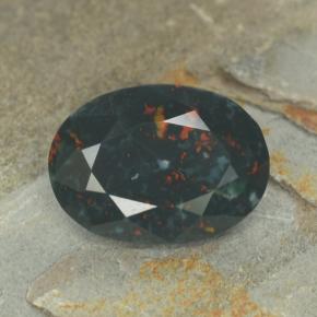 Pietra del sangue Verde maculato naturale da 6.55 ct, Taglio ovale, Opaco