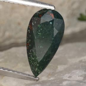 Pietra del sangue Verde maculato naturale da 1.78 ct, Forma a pera, Opaco