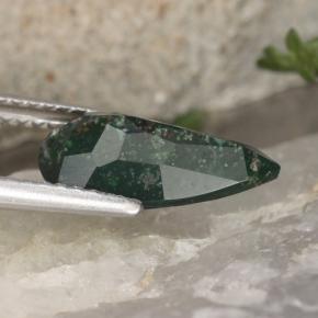 Pietra del sangue Verde maculato naturale da 1.78 ct, Forma a pera, Opaco