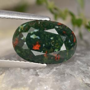 Pietra del sangue Verde maculato naturale da 2.14 ct, Taglio ovale, Opaco
