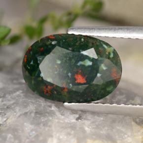Pietra del sangue Verde maculato naturale da 2.14 ct, Taglio ovale, Opaco