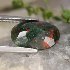 Pietra del sangue Verde maculato naturale da 2.14 ct, Taglio ovale, Opaco