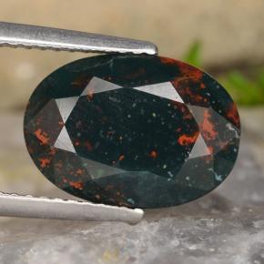Pietra del sangue Verde maculato naturale da 3.62 ct, Taglio ovale, Opaco