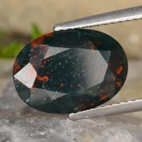 Pietra del sangue Verde maculato naturale da 3.62 ct, Taglio ovale, Opaco