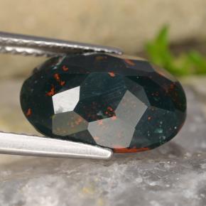 Pietra del sangue Verde maculato naturale da 3.62 ct, Taglio ovale, Opaco