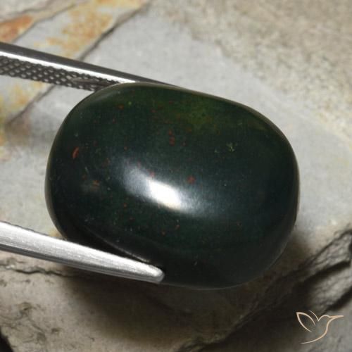 Pietra del sangue Verde foresta naturale da 18.22 ct, Ovale, Opaco