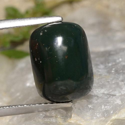 Pietra del sangue Verde scuro naturale da 4.37 ct, Taglio a cuscino, Opaco
