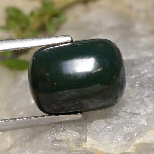 Pietra del sangue Verde scuro naturale da 4.37 ct, Taglio a cuscino, Opaco