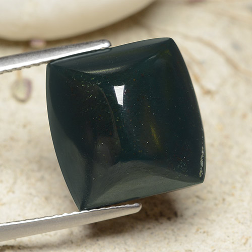 Pietra del sangue Verde multicolore naturale da 13.96 ct, Taglio a cuscino, Opaco