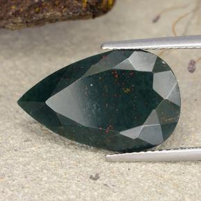 Pietra del sangue Verde foresta naturale da 9.55 ct, Forma a pera, Opaco