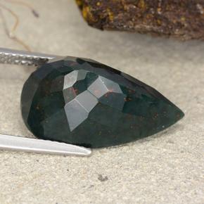Pietra del sangue Verde foresta naturale da 9.55 ct, Forma a pera, Opaco