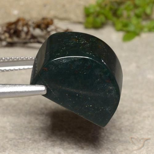 Pietra del sangue Verde scuro naturale da 22.60 ct, Taglio a baguette, Opaco