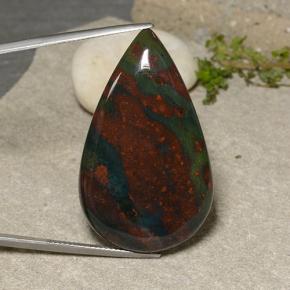 Eliotropio naturale multicolore da 50,66 ct, taglio a pera, opaco