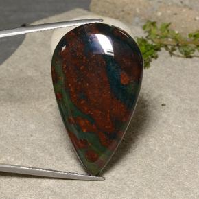 Eliotropio naturale multicolore da 50,66 ct, taglio a pera, opaco