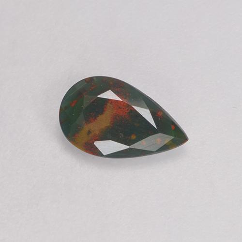Eliotropio naturale verde da 0,40 ct, taglio a pera, opaco